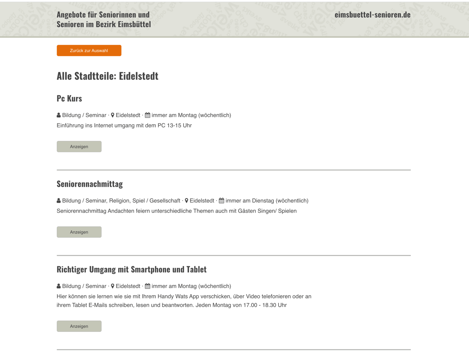 Typo3-Prototyp Veranstaltungs-App Stadt Hamburg Eimsbüttel