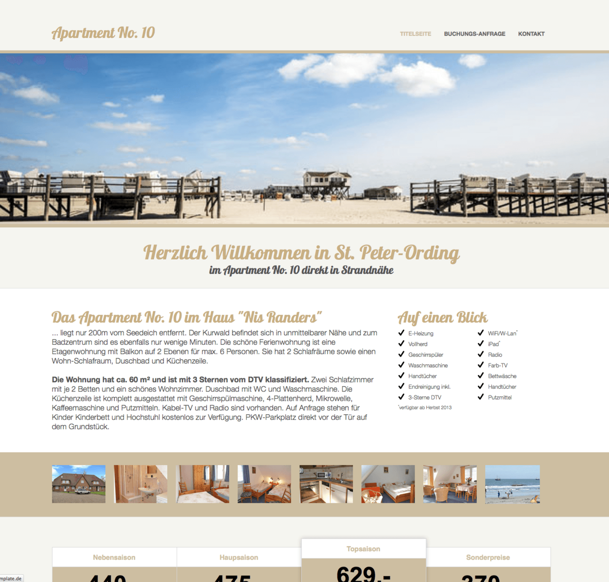 Responsive Website für eine Ferienwohnung in St. Peter-Ording