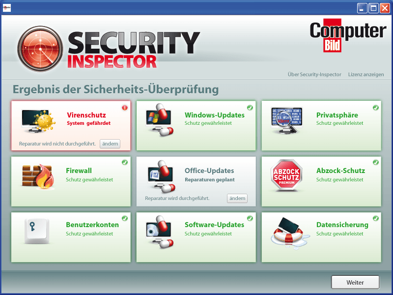 GUI-Design: ComputerBILD startet den Security Inspektor