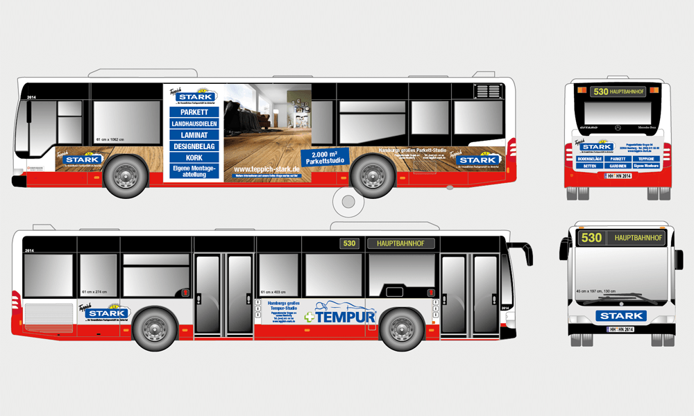 Buswerbung für Teppich Stark GmbH & Co KG